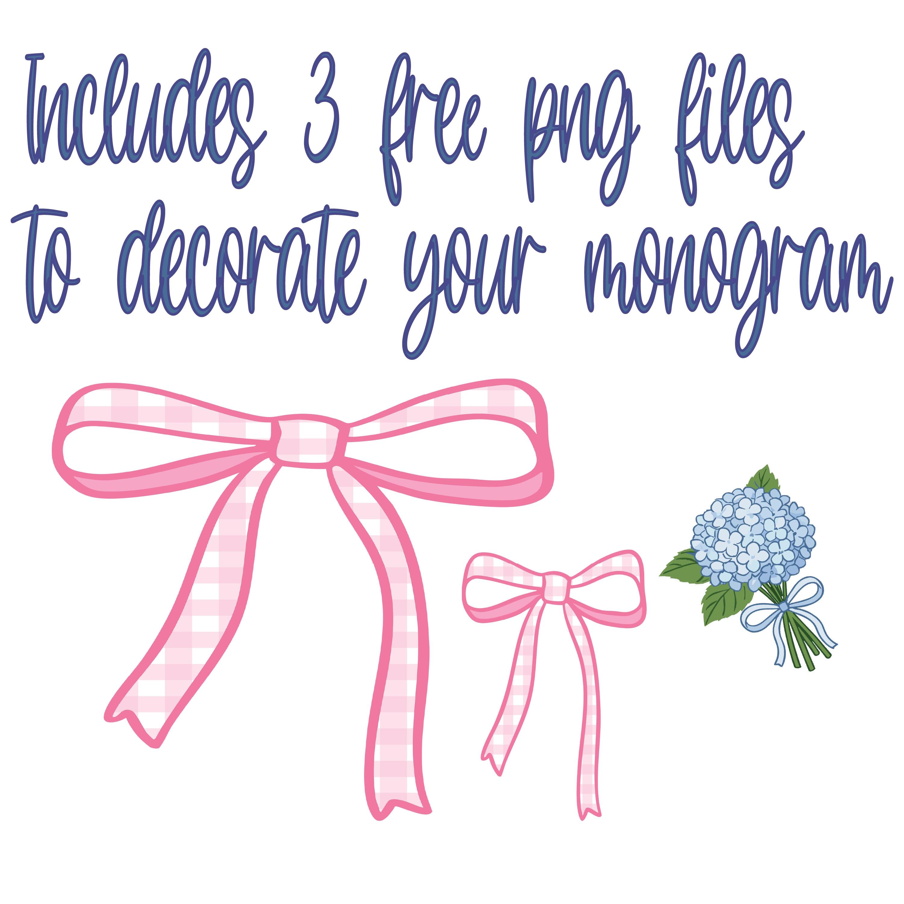 Spring Floral & Gingham Scallop Monogram PNG Font: Includes 76 Letters + 3 png extras