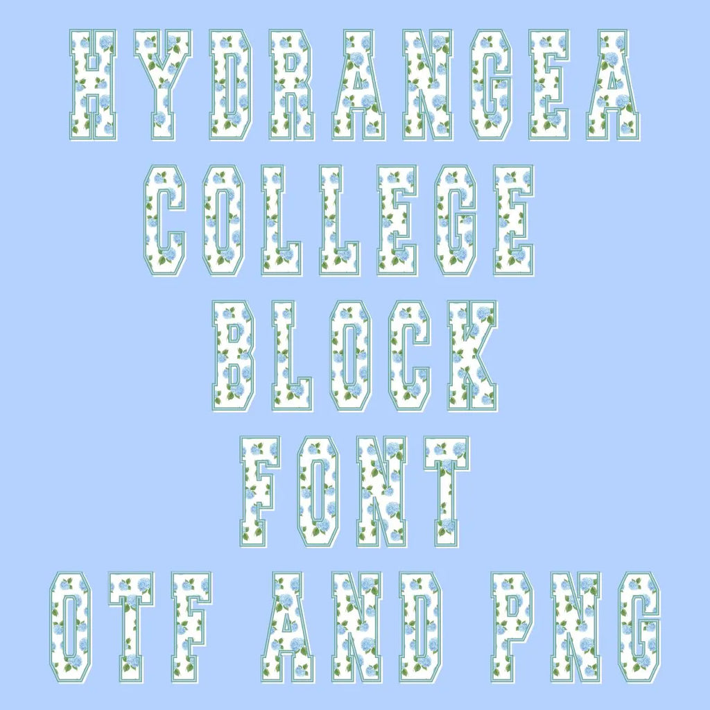 Hydrangea Patterned College Block Font: .otf (open type font) + all 26 letters in png format