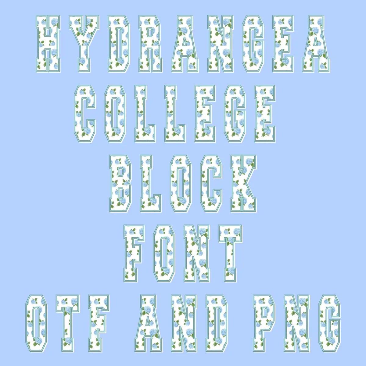 Hydrangea Patterned College Block Font: .otf (open type font) + all 26 letters in png format