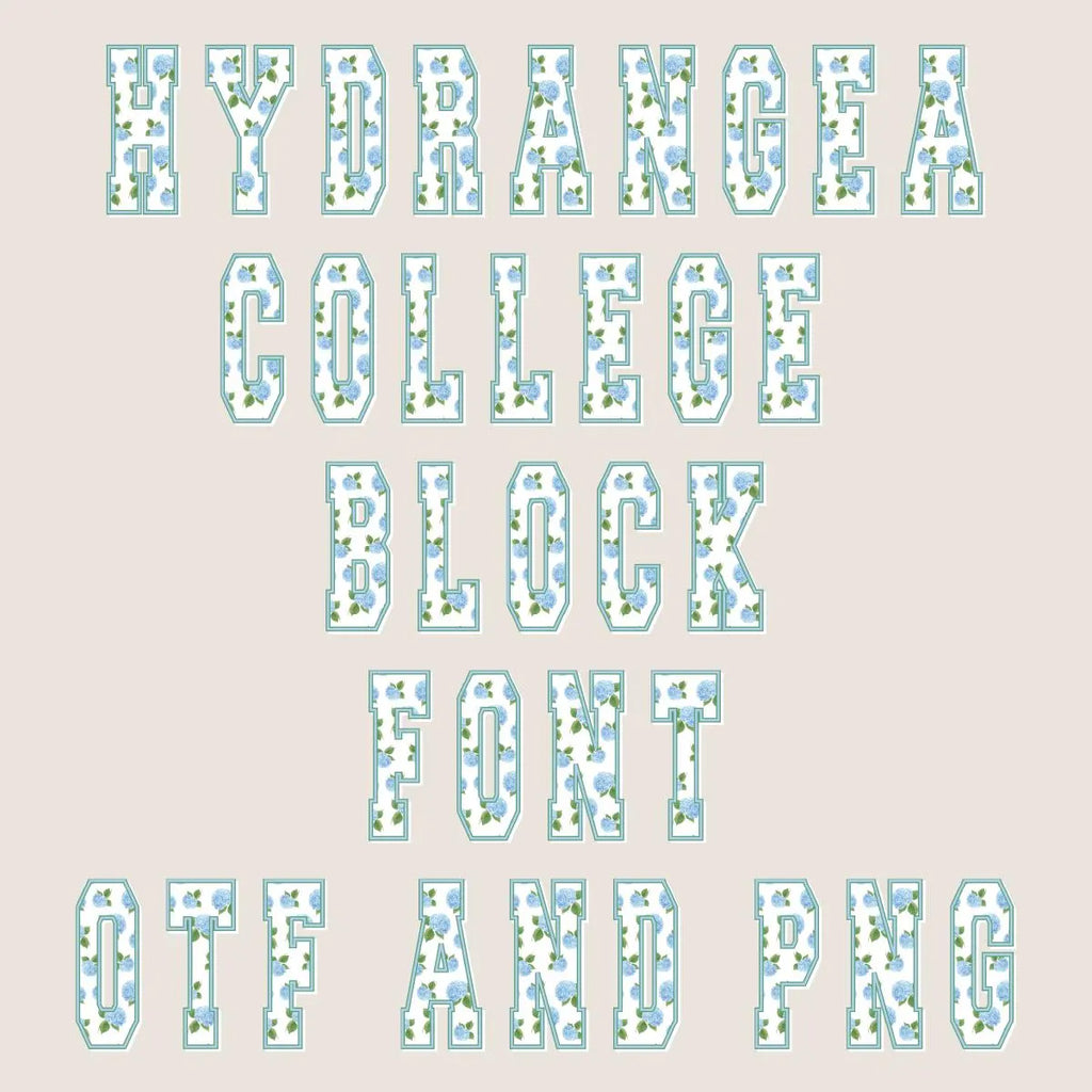 Hydrangea Patterned College Block Font: .otf (open type font) + all 26 letters in png format
