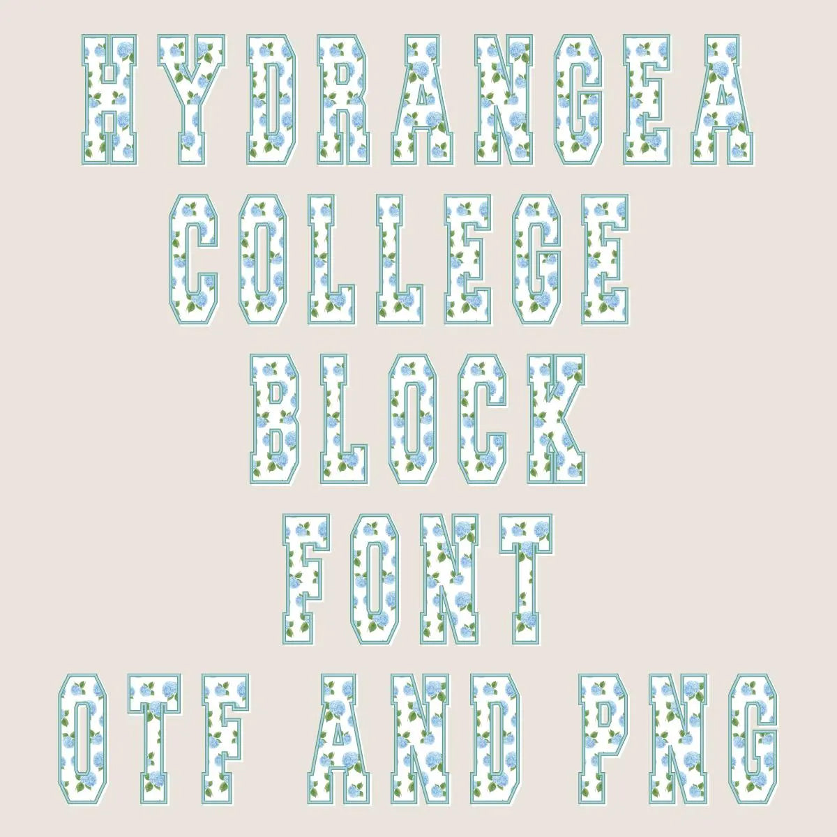 Hydrangea Patterned College Block Font: .otf (open type font) + all 26 letters in png format