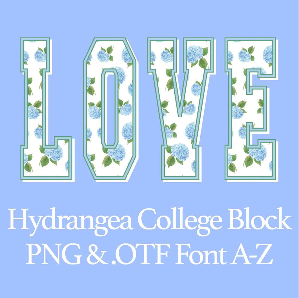 Hydrangea Patterned College Block Font: .otf (open type font) + all 26 letters in png format