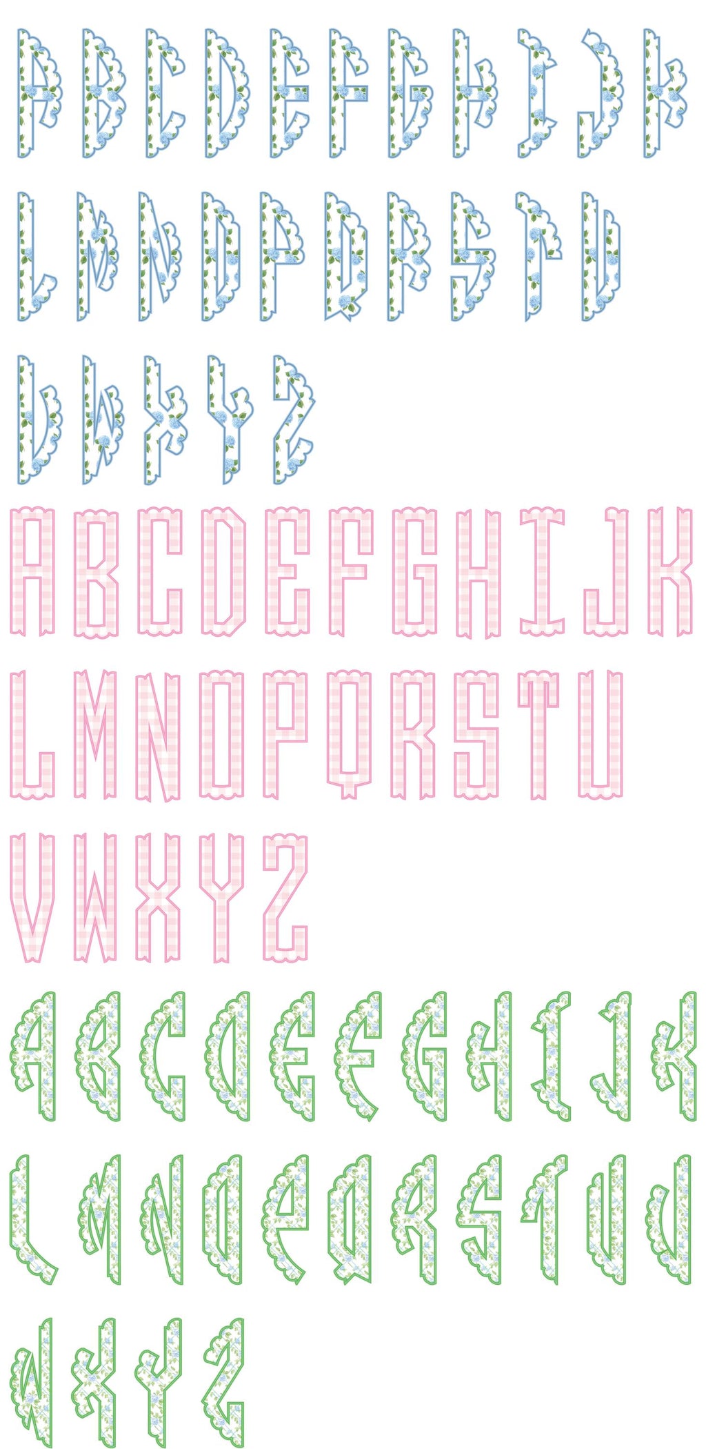 Grandmillennial Scallop Monogram .OTF and PNG Font: Includes 76 Letters + otf font pack