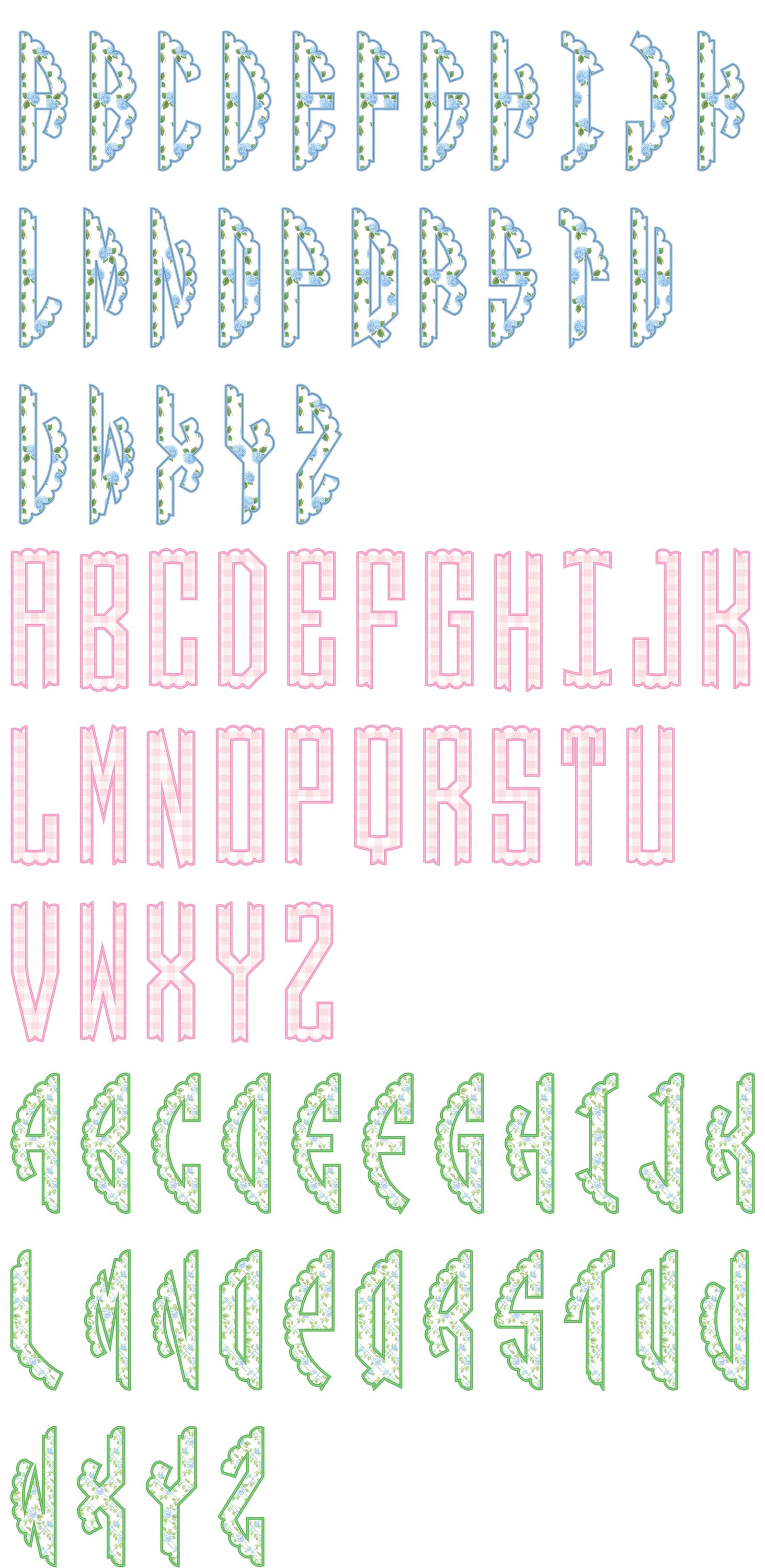 Grandmillennial Scallop Monogram .OTF and PNG Font: Includes 76 Letters + otf font pack