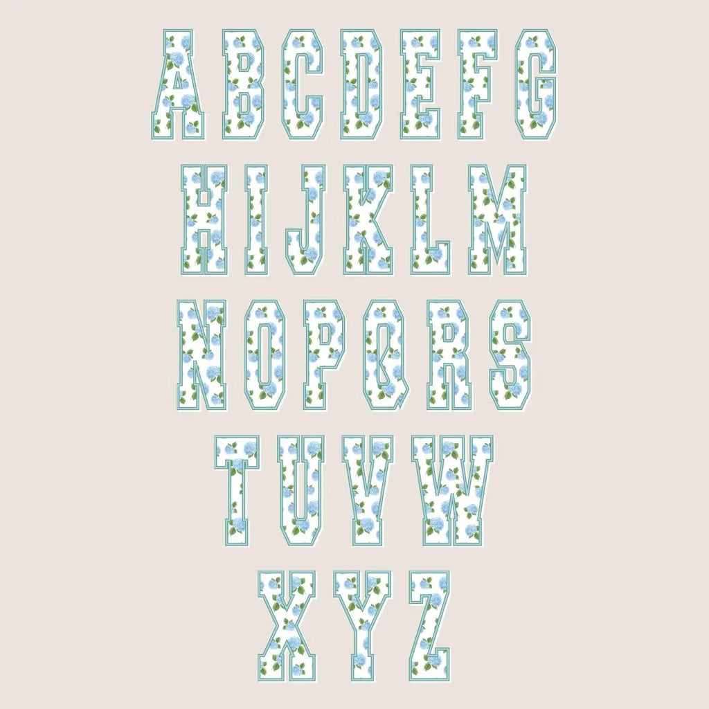 Hydrangea Patterned College Block Font: .otf (open type font) + all 26 letters in png format