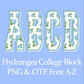 Hydrangea Patterned College Block Font: .otf (open type font) + all 26 letters in png format
