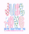 JUST LOVE Preppy Digital Download for T-Shirt Transfer Design 300 ppi PNG File