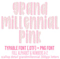 Grandmillennial Alphabet: Typable .otf (open type font) + A-Z, 0-9, & bow in PNG format