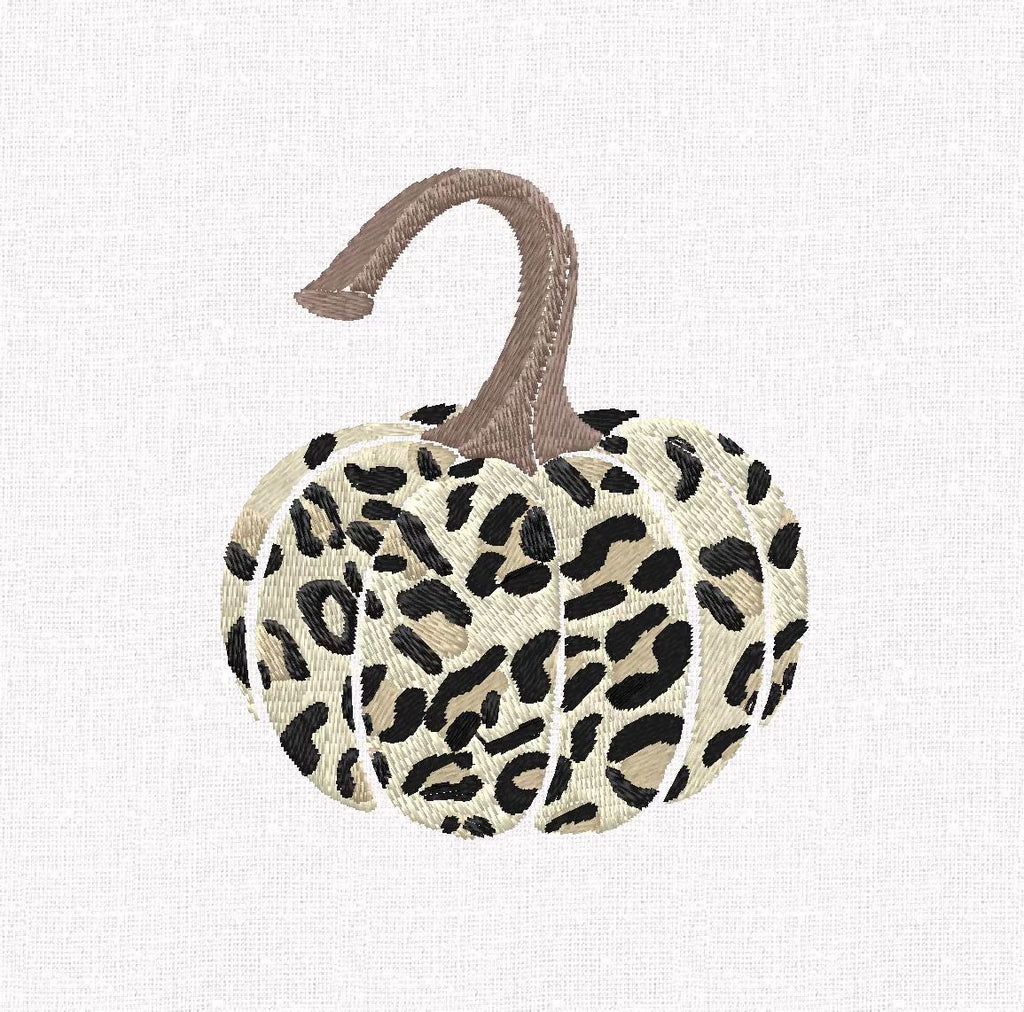Leopard Pumpkins 2 Sizes Embroidery File 10 Stitch Formats Fall Animal Print Design