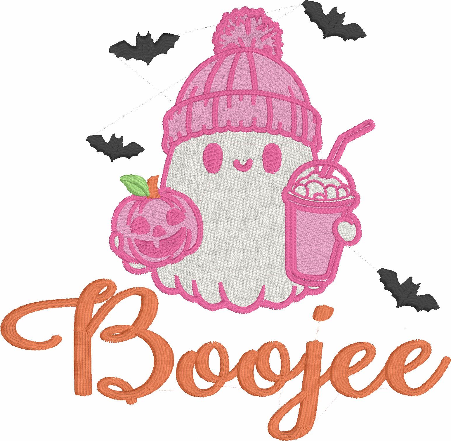 Boojie Halloween Ghost Embroidery File Bats Pumpkin Coffee Fall Design 8 Instant Downloads