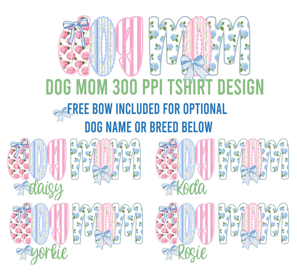 Dog Mom Preppy Digital Download for T-Shirt Transfer Design 300 ppi PNG File
