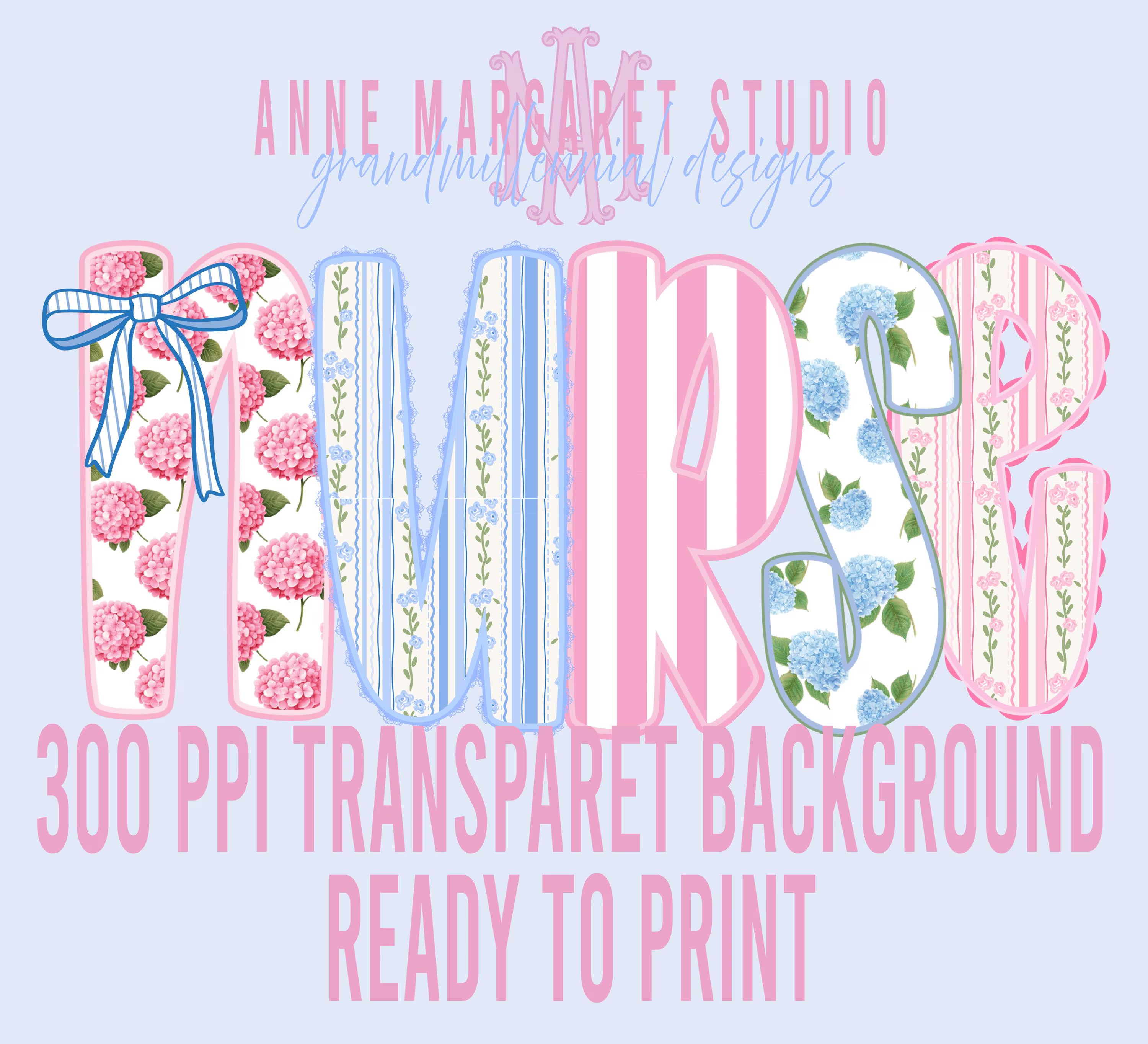 Nurse Bundle Preppy Digital Download for T-Shirt Transfer Design 300 ppi PNG File