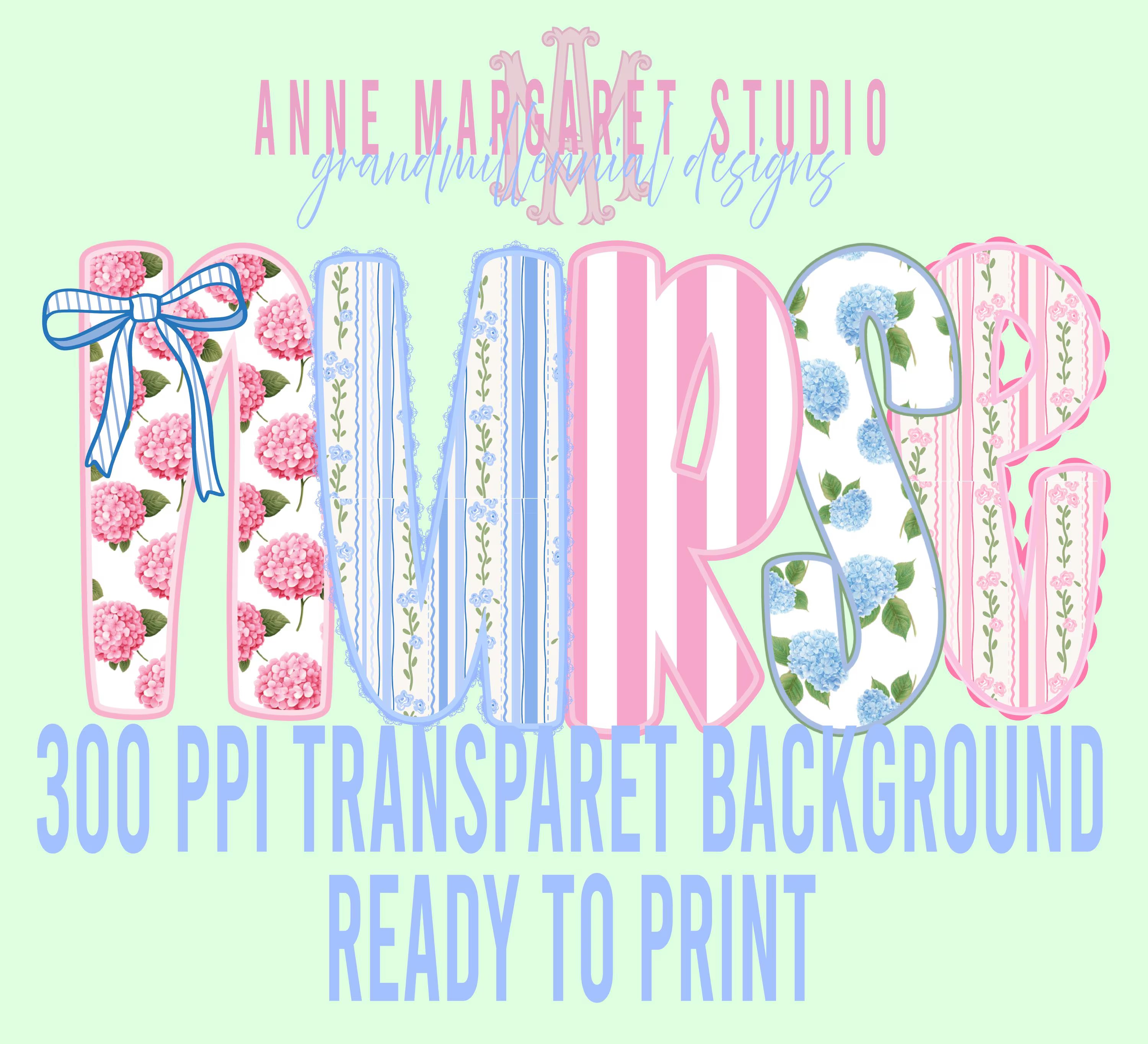 Nurse Bundle Preppy Digital Download for T-Shirt Transfer Design 300 ppi PNG File