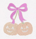 Pumpkin Cherries Coquette Bow Embroidery File: Fall Stitch Design (10 Formats)