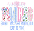 Nurse Bundle Preppy Digital Download for T-Shirt Transfer Design 300 ppi PNG File