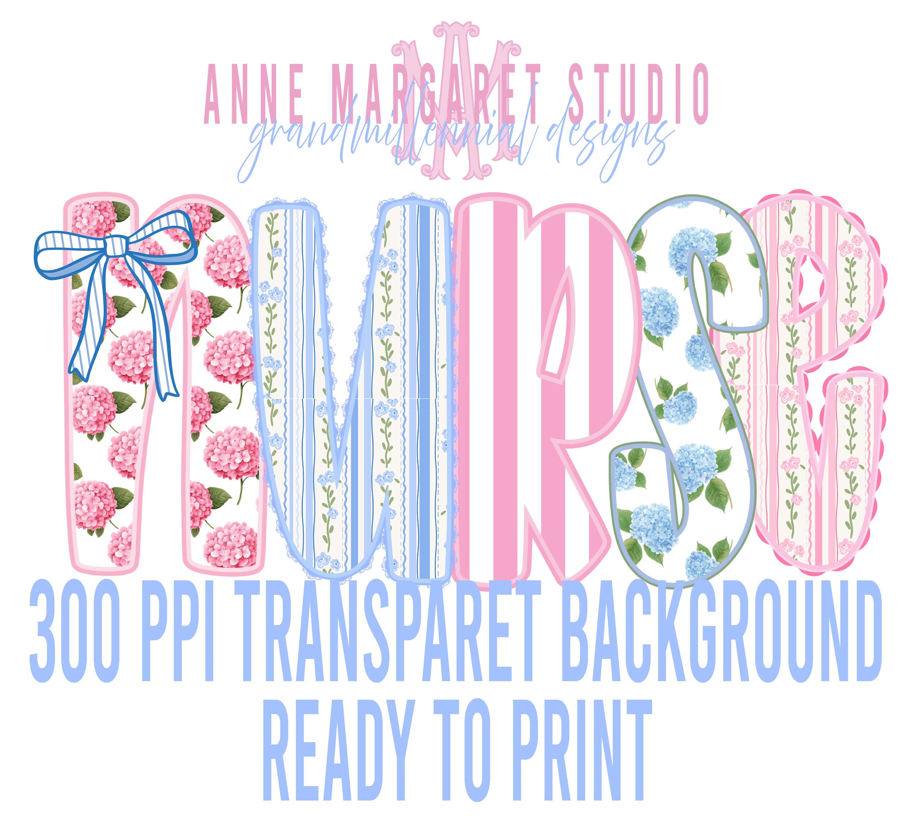 Nurse Bundle Preppy Digital Download for T-Shirt Transfer Design 300 ppi PNG File
