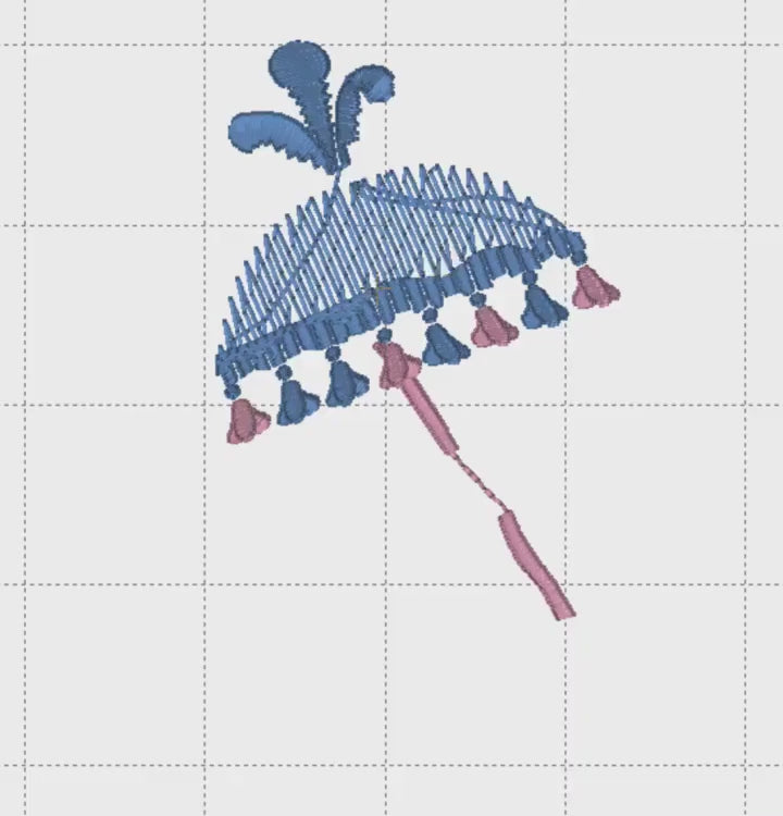 Chinoiserie Monkey Embroidery Design: Parasol Umbrella (9 Formats - Instant Download)