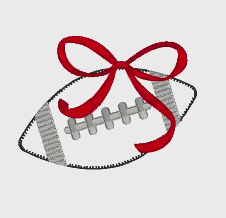 Football Appliqué Coquette Bow PNG Bundle: Embroidery Files Included
