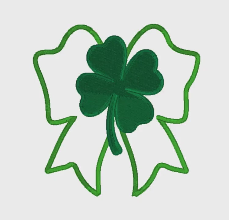 St Patricks Day Clover Bow Embroidery Design (Instant Download)