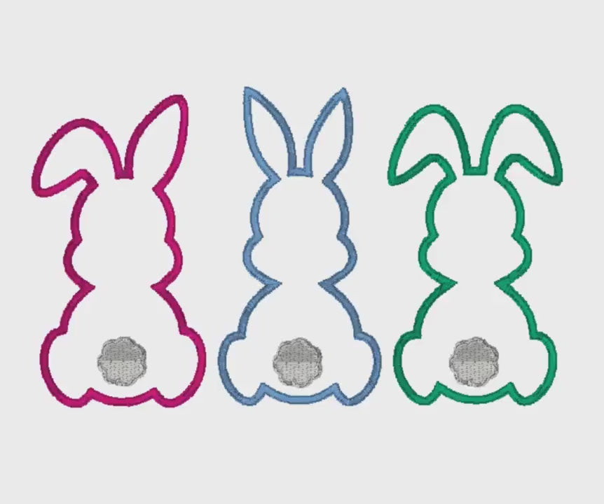 Happy Easter 3 Easter Bunnies Appliqué Embroidery Design Download