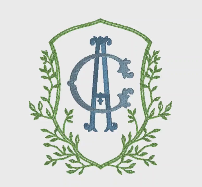 4 Inch Leaves Crest Monogram Frame Embroidery Design 10 Stitch Formats for Instant Downloads