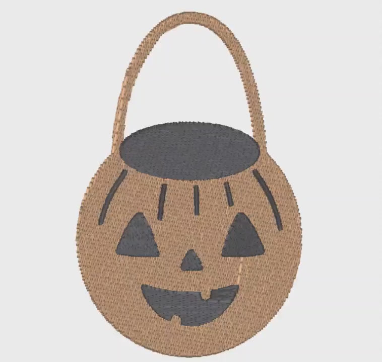 2 Sizes Jack-o'-Lantern Embroidery Design: Halloween Trick or Treat Bag