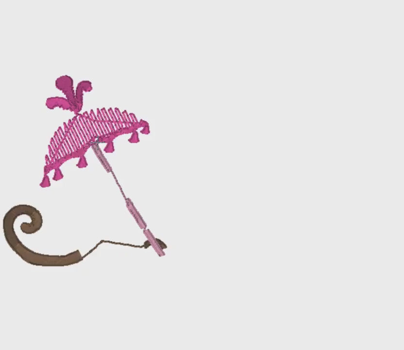 Chinoiserie Monkey Embroidery Design: Parasol Umbrella (9 Formats - Instant Download)