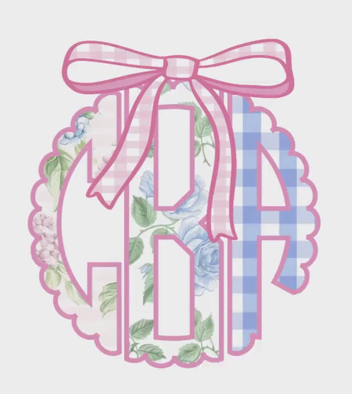 Spring Floral & Gingham Scallop Monogram PNG Font: Includes 76 Letters + 3 png extras