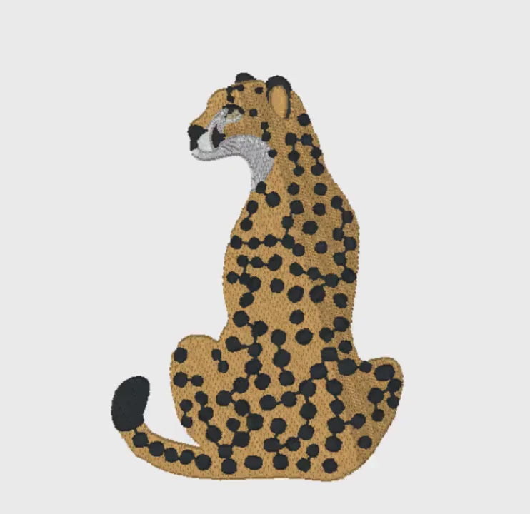 3 1/2" Sitting Cheetah Embroidery File: 10 Formats, (Digital Download)