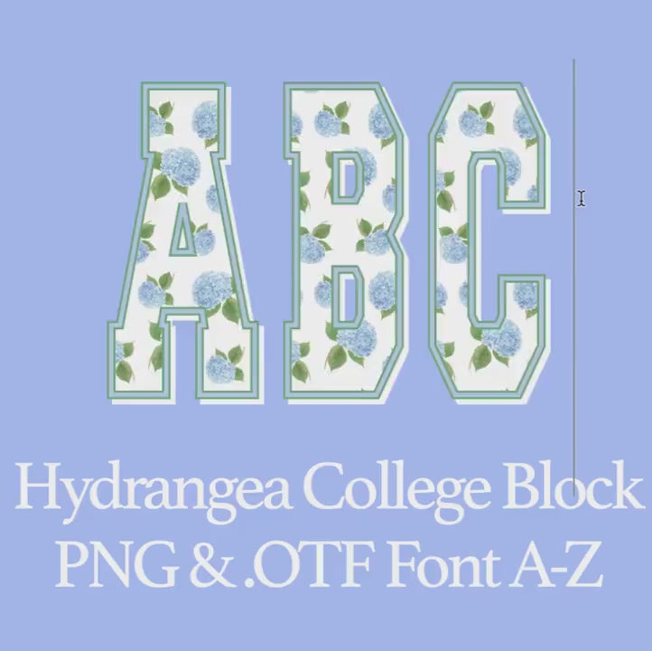 Hydrangea Patterned College Block Font: .otf (open type font) + all 26 letters in png format