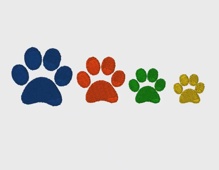 4 Sizes Small Paws Embroidery File: 8 Stitch Formats, Instant Download