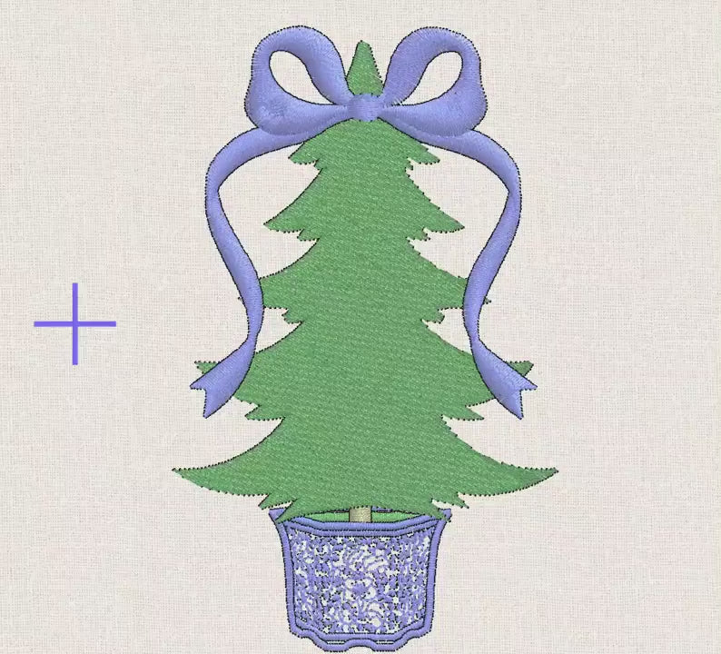Grandmillennial Chinoiserie Coquette Bow Topped Christmas Trees Monogram Frame 2 Embroidery Designs