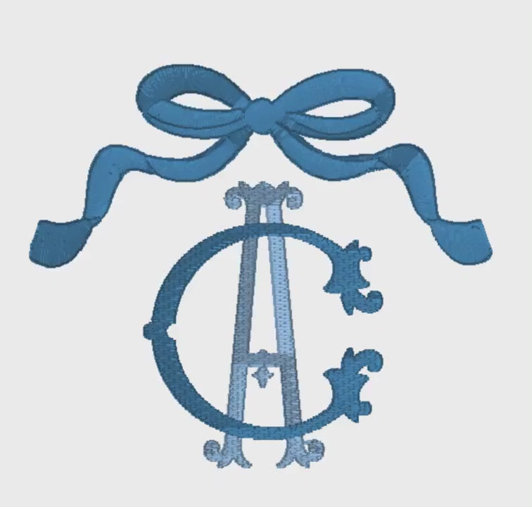 Coquette Bow Embroidery Design: Monogram Topper, 2 Sizes (Digital Download)