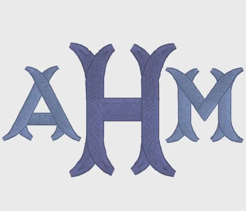 Classic Fishtail Embroidery Monogram Font: 1 Inch & 2 Inch (10 Stitch Formats)