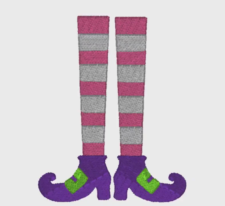 2 Sizes Striped Witch Legs Embroidery Design: Halloween Monogram Frame (10 Formats)