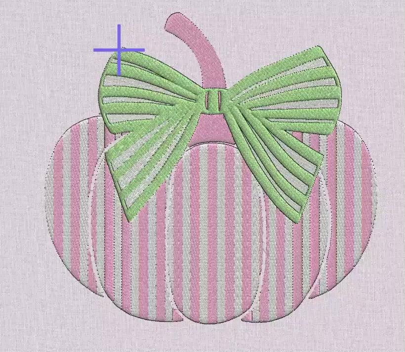 Grandmillenial Bow Topped Striped Pumpkin Embroidery File  Fall Stitch Design 10 sew formats