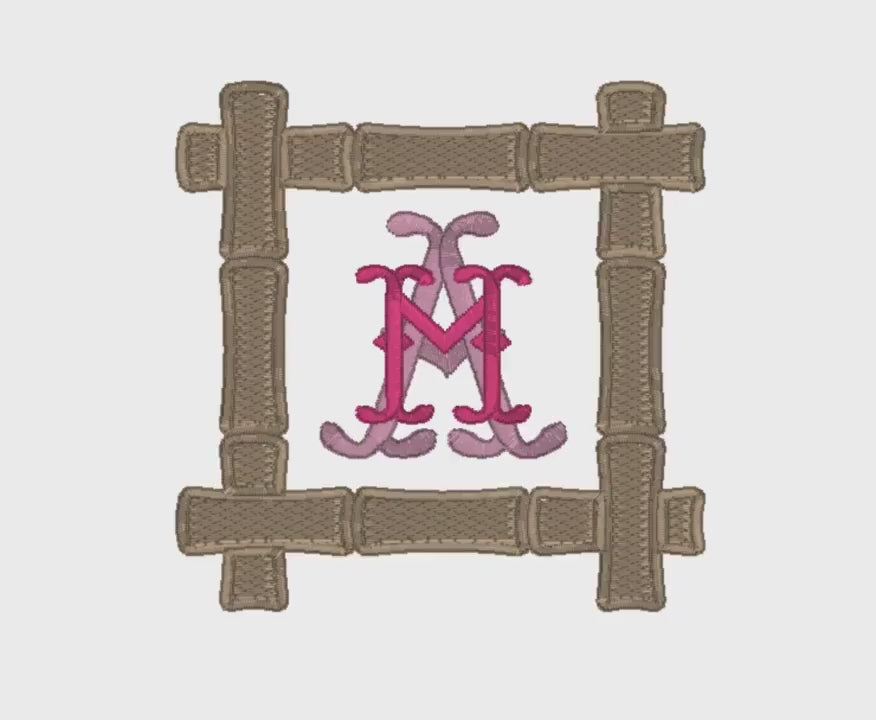 Bamboo Monogram Frame fits 4in Hoop Embroidery Design 10 Stitch Formats Instant Downloads