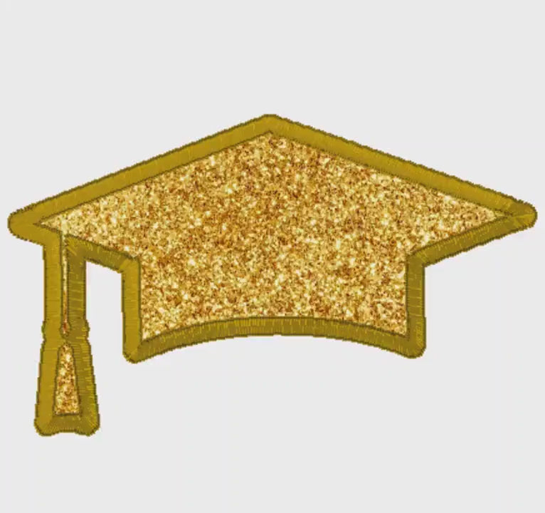 Graduation Cap Appliqué Embroidery Design: 4 Sizes, 9 Formats (Digital Download)