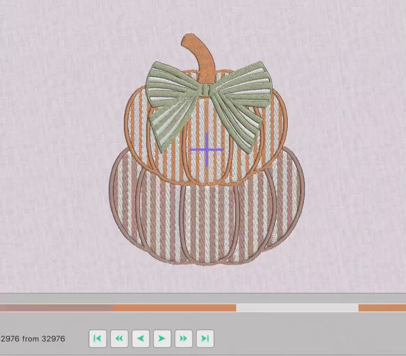 Striped Pumpkin Stack Embroidery File: Grandmillennial Fall Design (10 Formats)