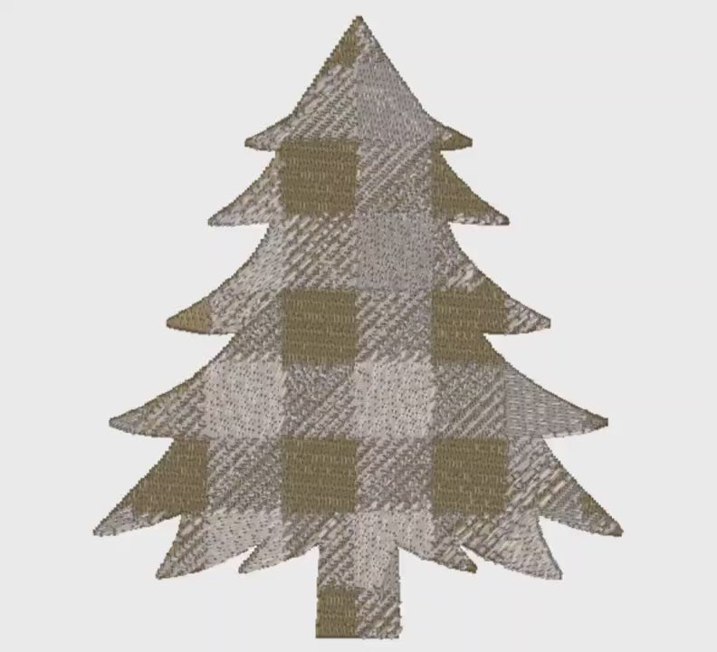 Buffalo Plaid Christmas Tree Embroidery File: 10 Formats, 4-inch (Instant Download)