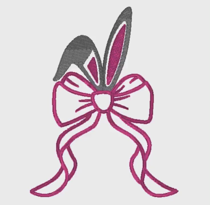 Easter Bunny Ears Side Bow Appliqué Embroidery Design Download
