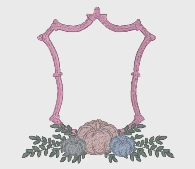 Fall Pumpkin Bamboo Crest Monogram Frame Embroidery Design 10 Sew Formats Instant Downloads