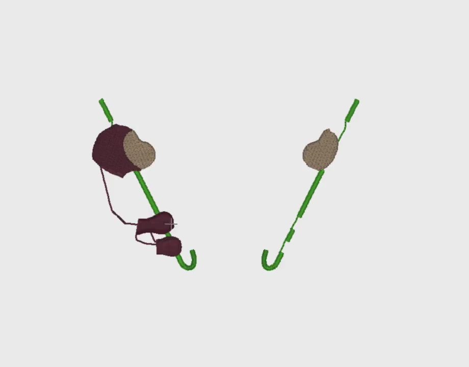 Chinoiserie Monkey & Ginger Jar Embroidery Design: Chimp with Parasol (9 Formats, Instant Download)