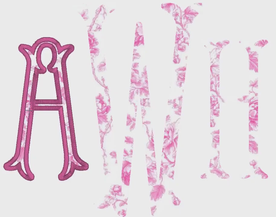 Emberly Appliqué Embroidery Font: 2-in-1 Fishtail Design (3-4 inch, BX + 9 Files)