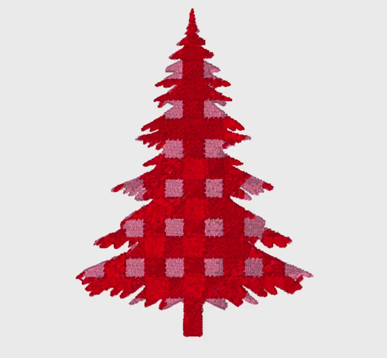 Buffalo Plaid Christmas Tree Embroidery File: 10 Formats, 4-inch (Instant Download)