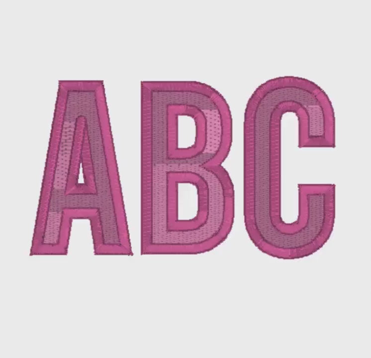 2" Inch 2 Color Block Outlined Fill & Satin Embroidery Font: BX + 8 Stitch Formats