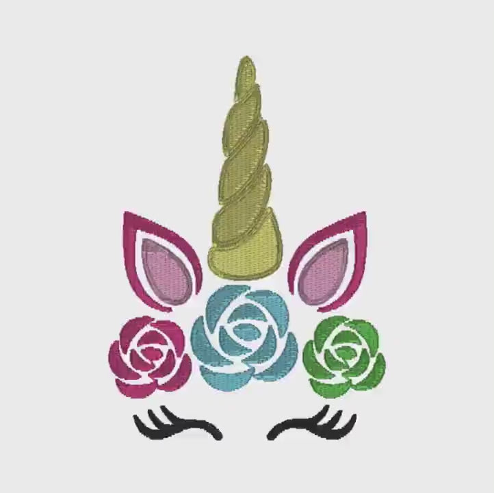 Floral Halo Unicorn Embroidery Design 9 Format Files Instant Download
