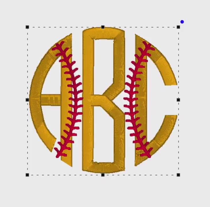 Softball Monogram Embroidery File: Baseball Stitches + .bx Circle Font (Digital Download)