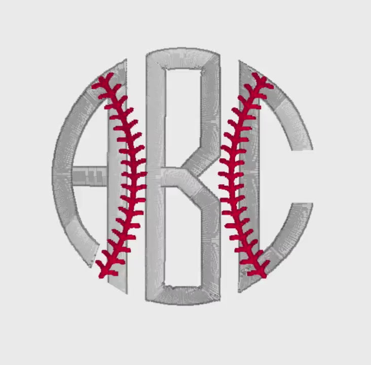 Baseball Monogram Embroidery File: + .bx Circle Font (Digital Download)