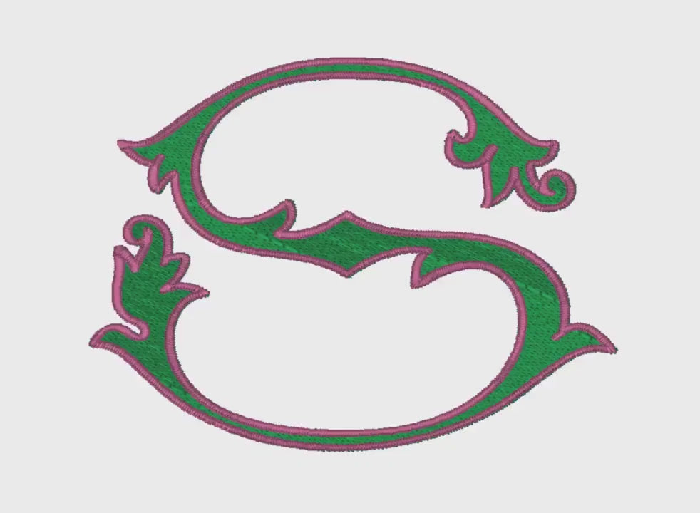 Lanier Monogram Font: 4" Two-Color Embroidery Design (10 Formats)